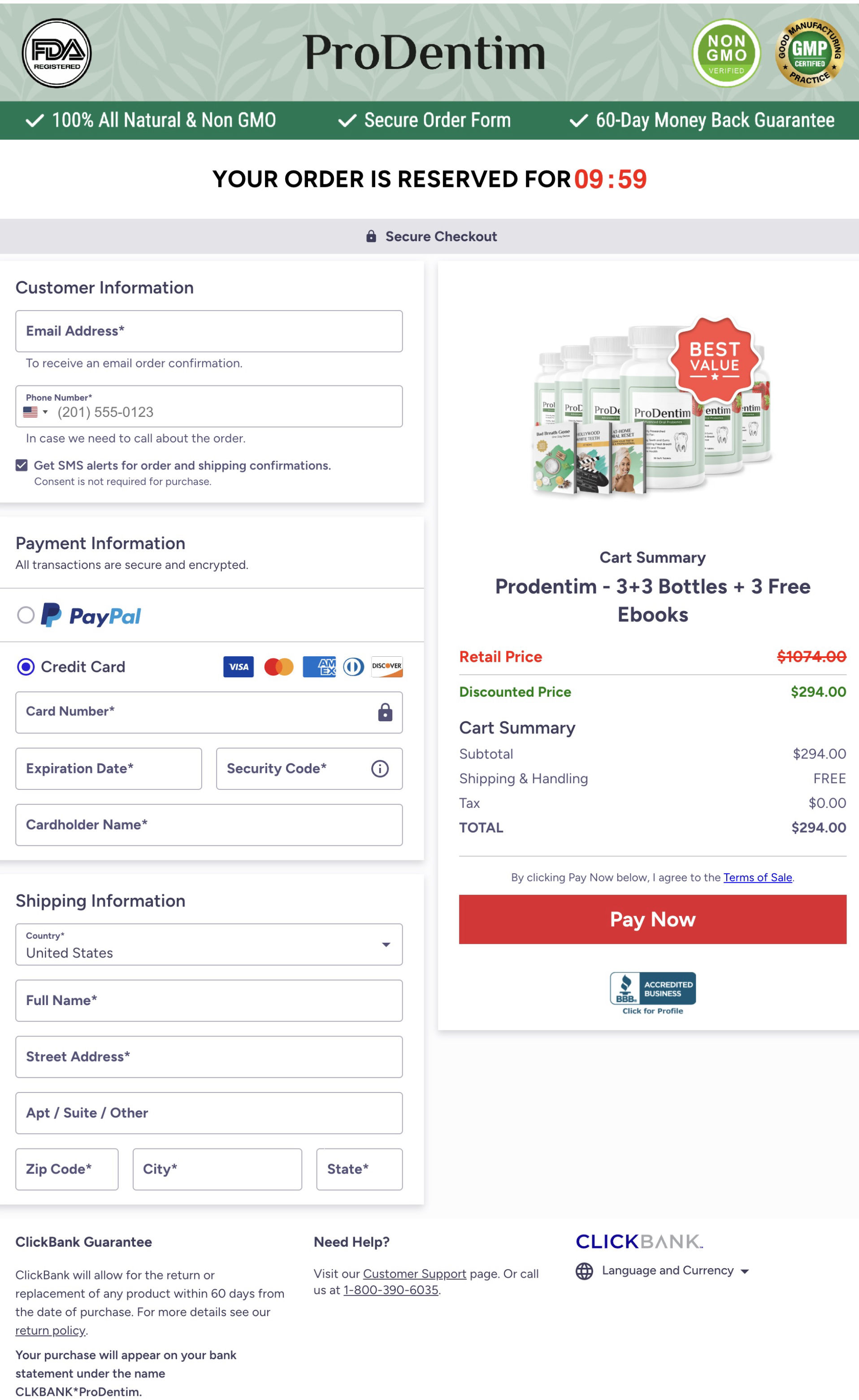 prodentim-checkout-page